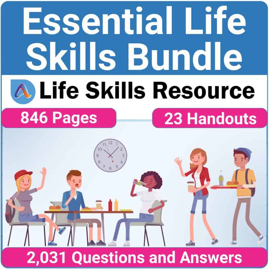 Are you searching for an Essential Life Skills Activity Bundle Special Education for teens and adults? This life skills activity bundle includes 23 no-prep activities.