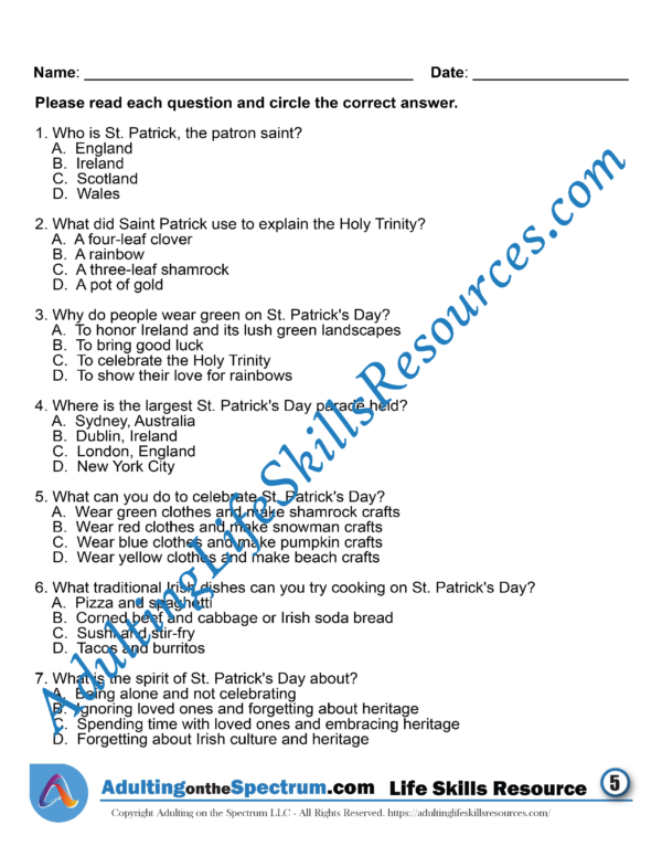 Join Brian as he embraces his Irish roots on St. Patrick’s Day in this seasonal life skills story designed to help middle and high school students improve social skills.