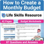 How to Create a Monthly Budget is a step-by-step life skills resource activity that teaches students to summarize their income, set savings goals, and identify monthly expenses.