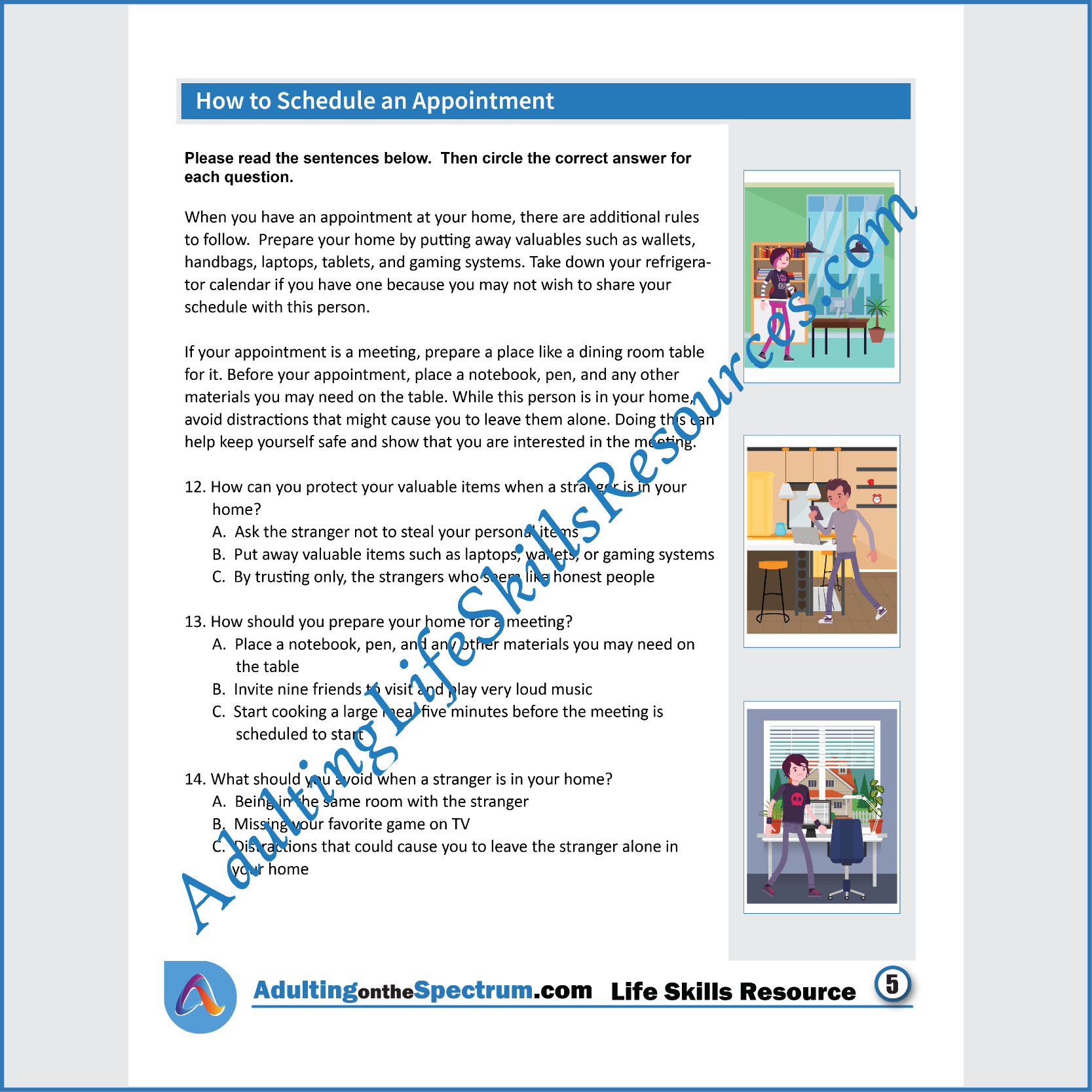 Adulting Life Skills Resources Essential Life Skills Special Education printable for teens and young adults covering How to Schedule Appointments.