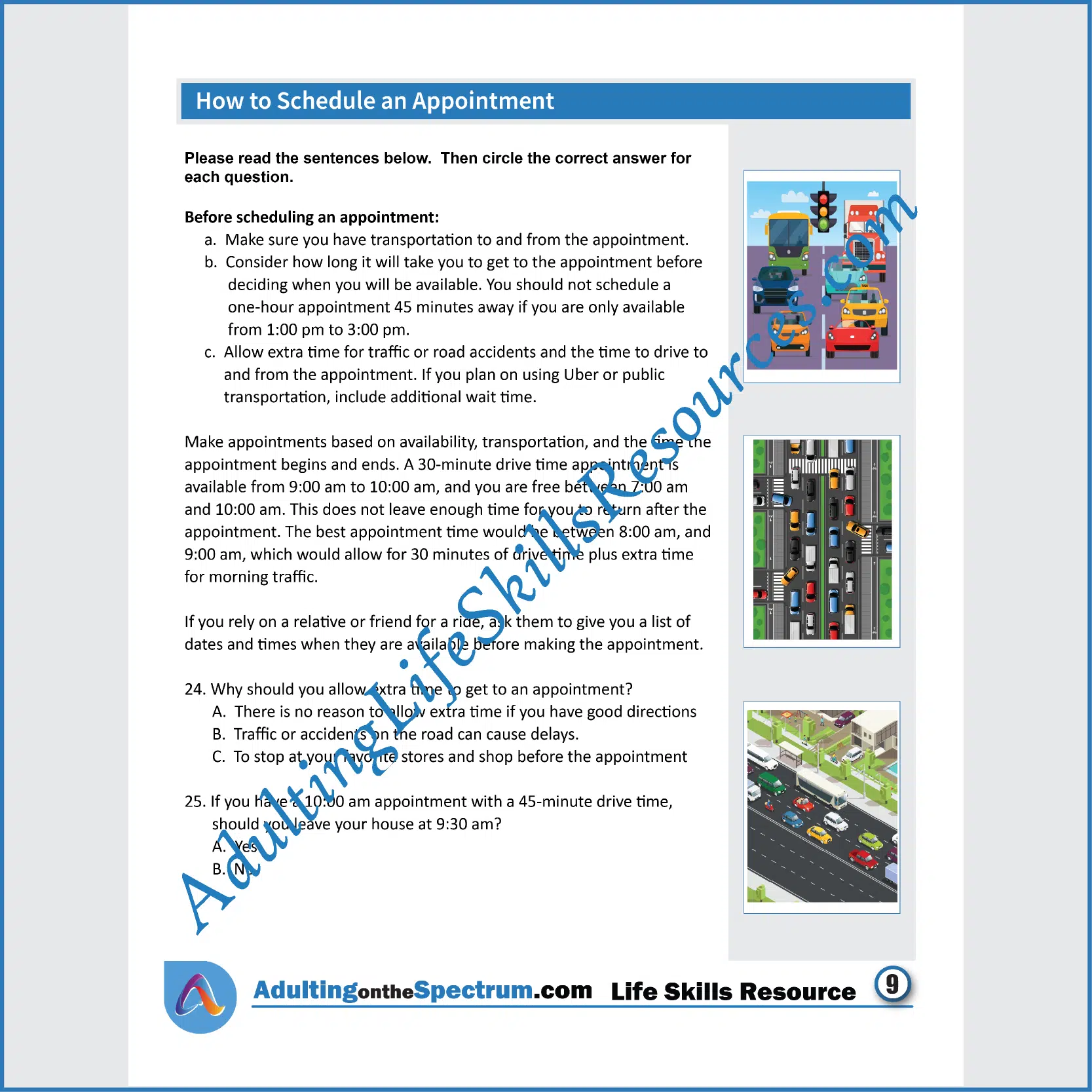 Adulting Life Skills Resources Independent Living Skills Special Education worksheet for high school students covering How to Schedule Appointments.