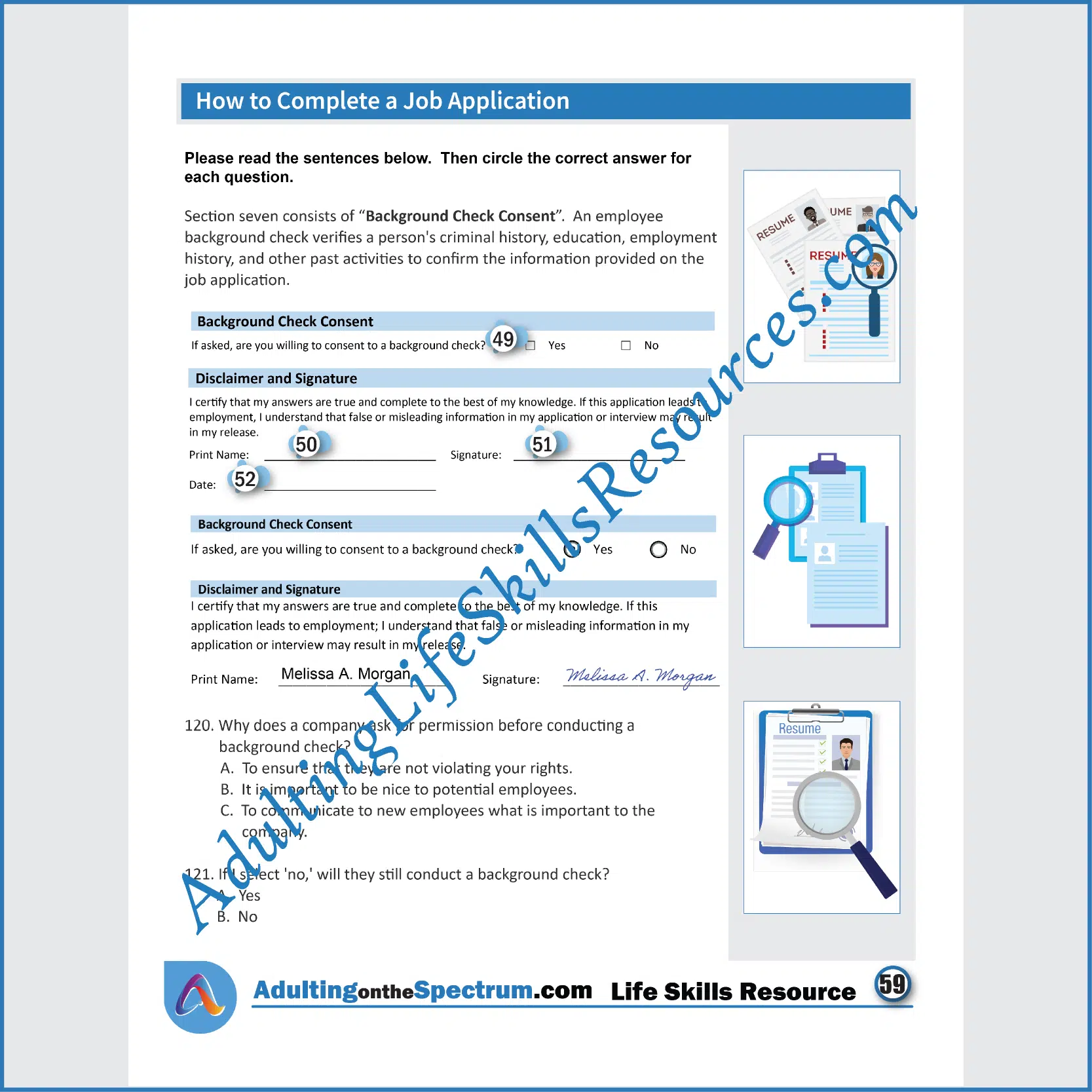Adulting Life Skills Resources Career Exploration Special Education worksheet for high school students covering How to Fill Out a Job Application.