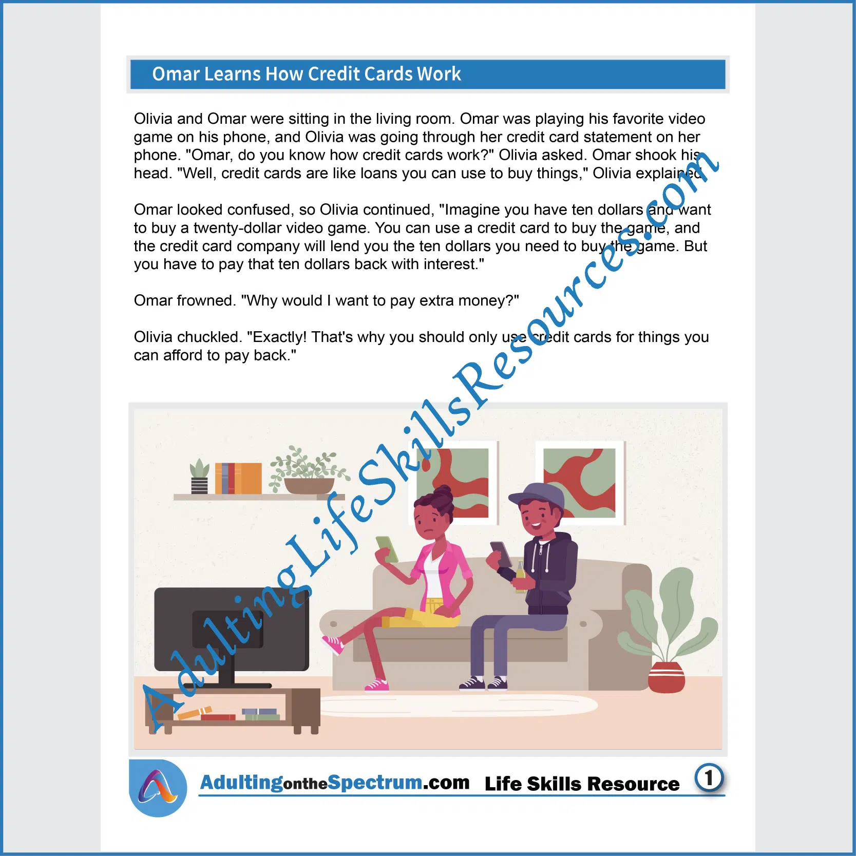 Adulting Life Skills Resources SPED Functional Life Skills handouts for teens and young adults cover Credit Cards.