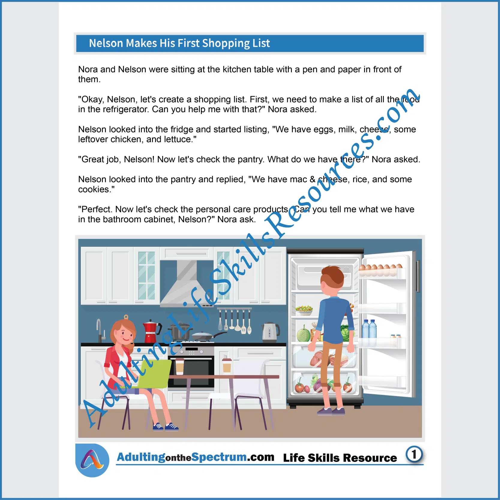 Adulting Life Skills Resources SPED Functional Life Skills handouts for teens and young adults cover making a Grocery Shopping List.