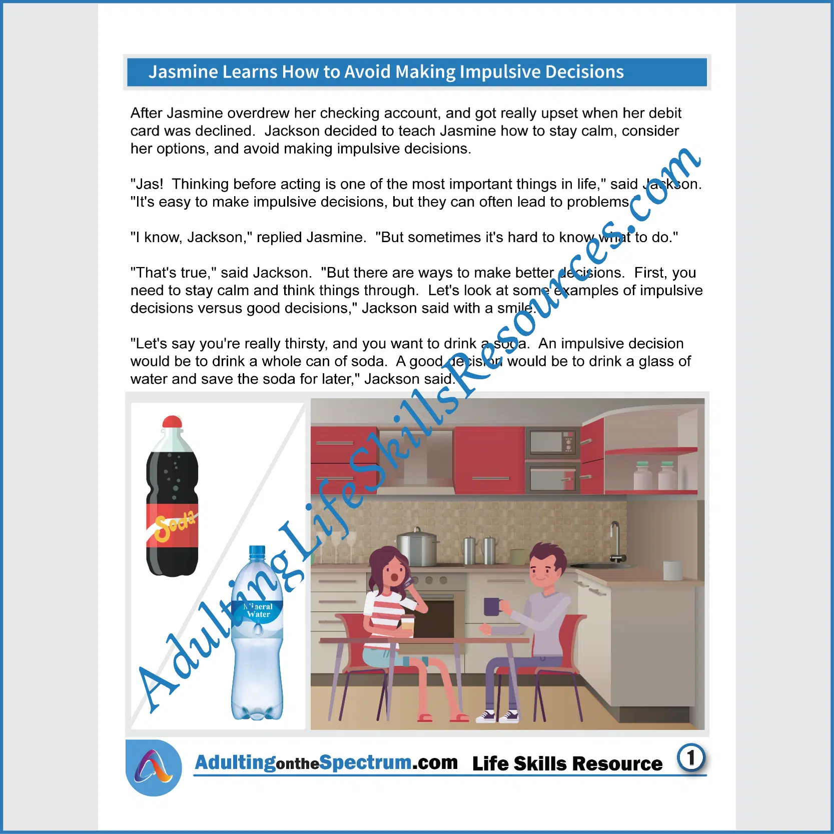 Adulting Life Skills Resources SPED Functional Life Skills handouts for teens and young adults cover How to Avoid Impulsive Decisions.