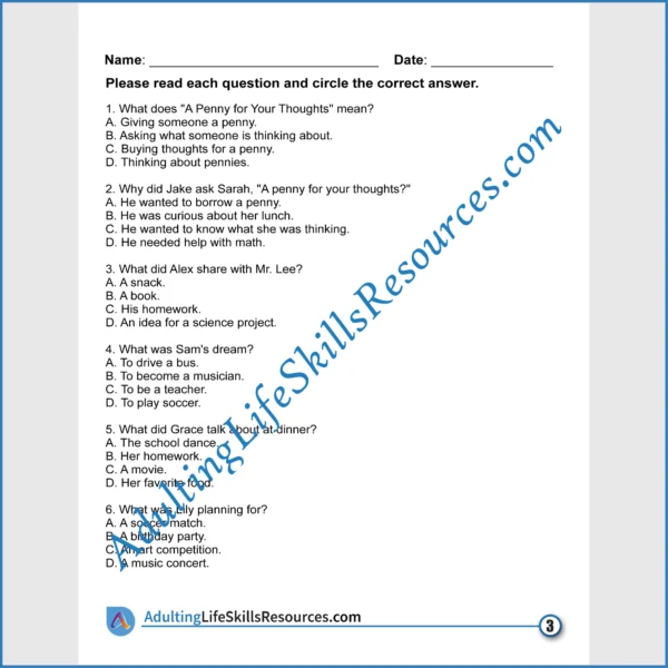 Adulting Life Skills Resources SPED Idiom in Context for Figurative Language activity for middle and high school students covers Critical Thinking.