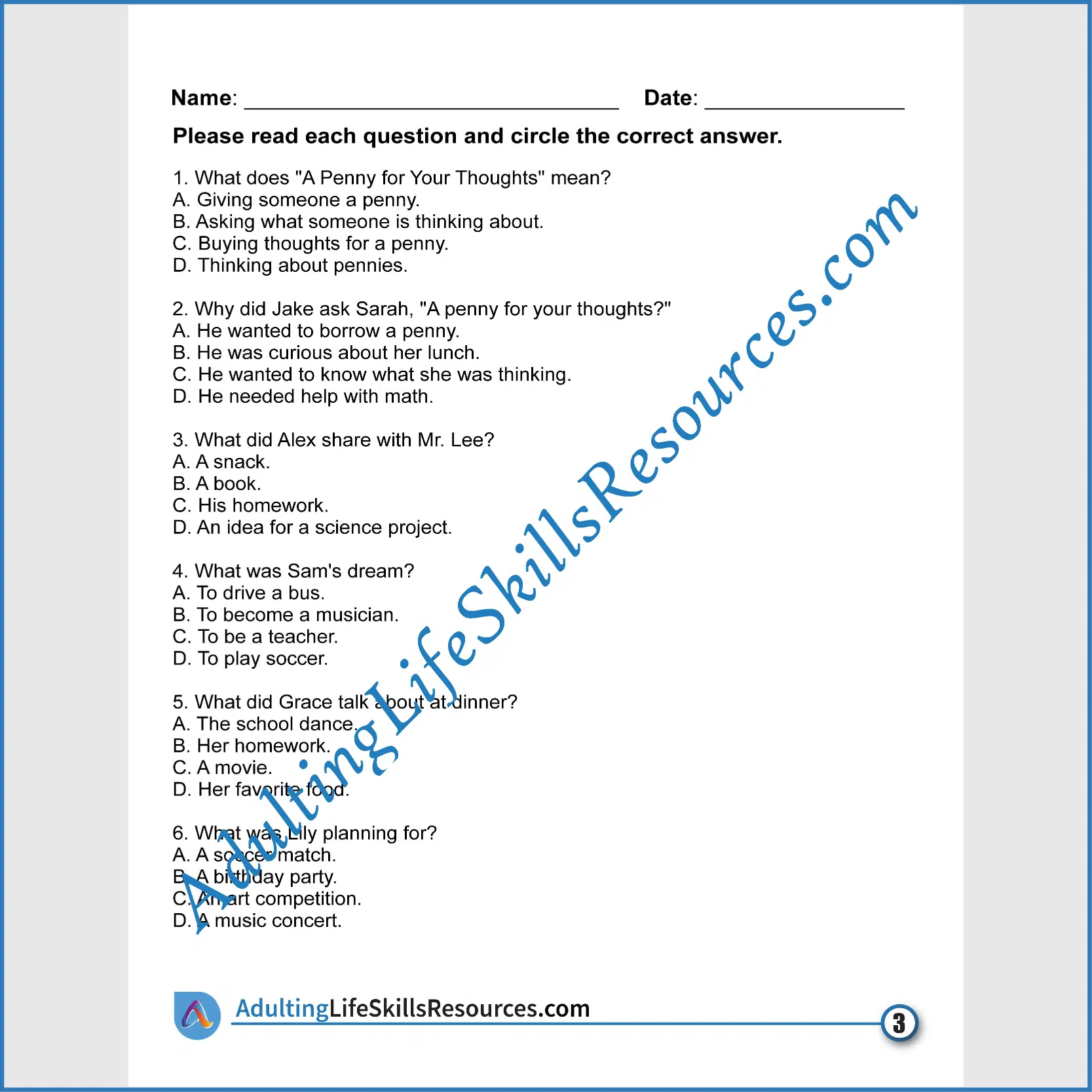 Adulting Life Skills Resources SPED Idiom in Context for Figurative Language activity for middle and high school students covers Critical Thinking.