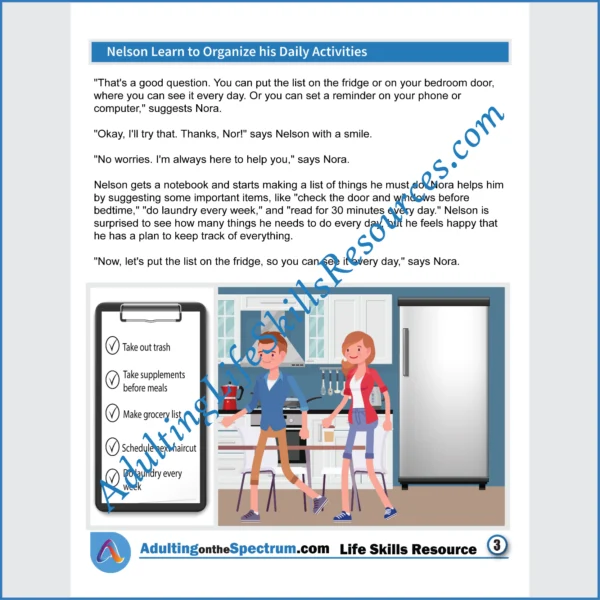 Adulting Life Skills Resources SPED Functional Life Skills Social stories for middle and high school students cover How to Organize Basic Activities.