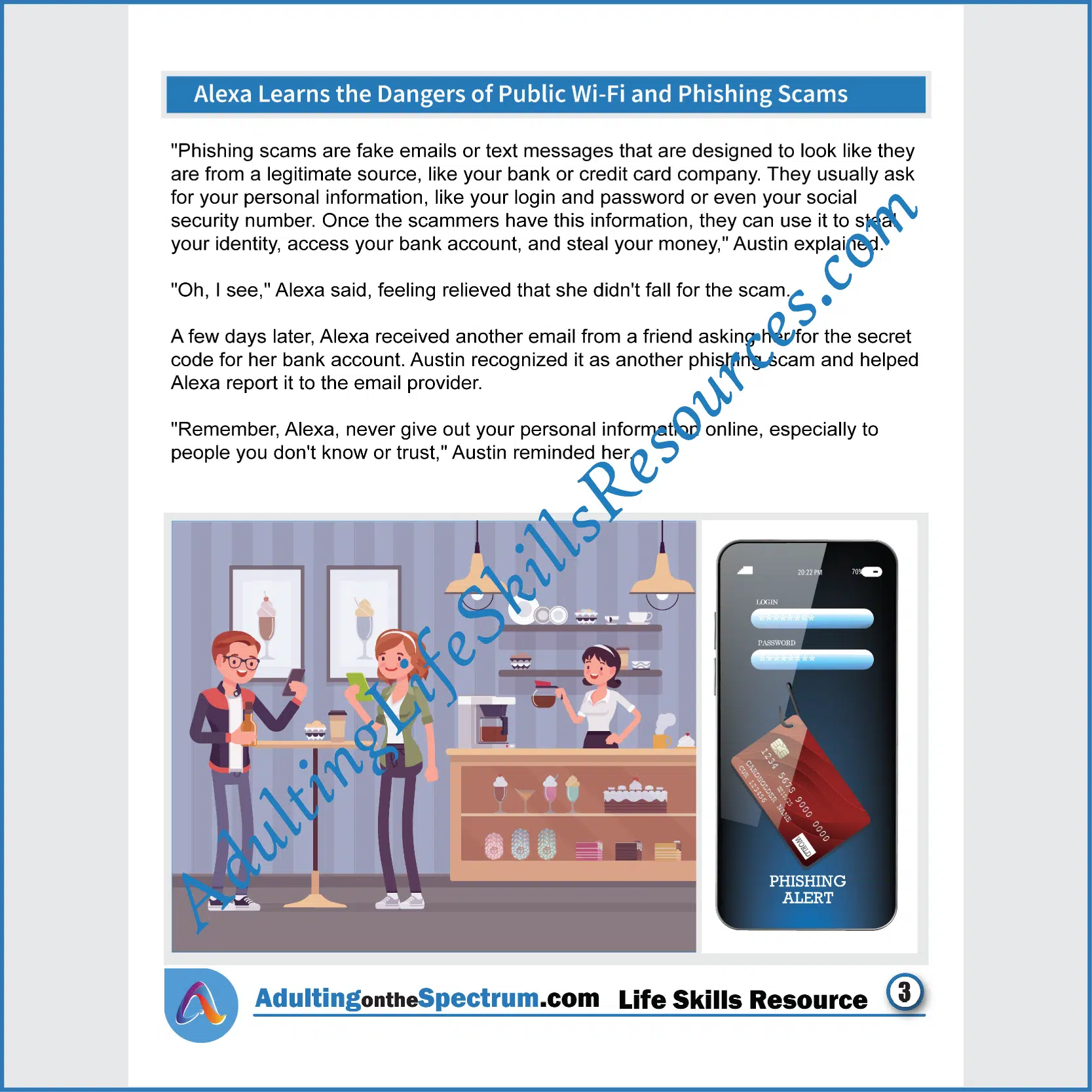 Adulting Life Skills Resources SPED Internet Safety Skills Social stories for middle and high school students cover the Dangers of Public Wi-Fi.