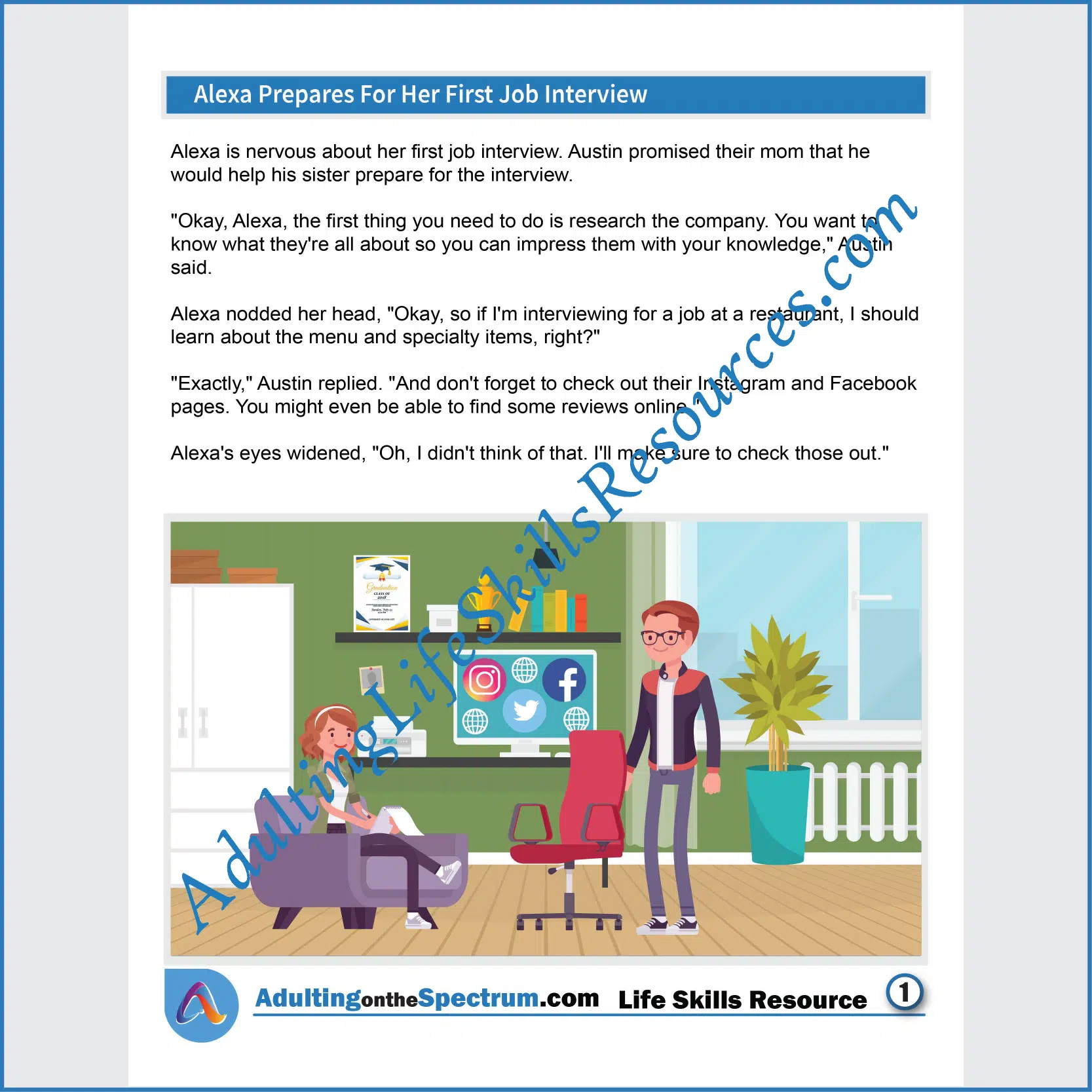 Adulting Life Skills Resources SPED Job Skills handouts for teens and young adults cover Preparing for a Job Interview.