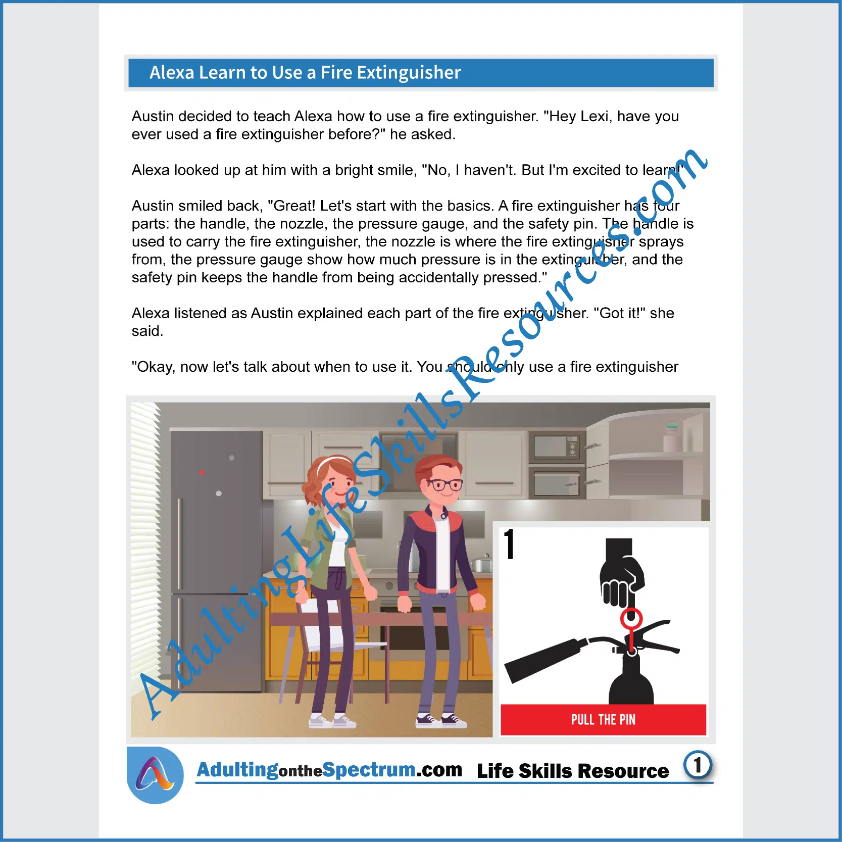 Adulting Life Skills Resources SPED Functional Life Skills handouts for teens and young adults cover How to Use a Fire Extinguisher.