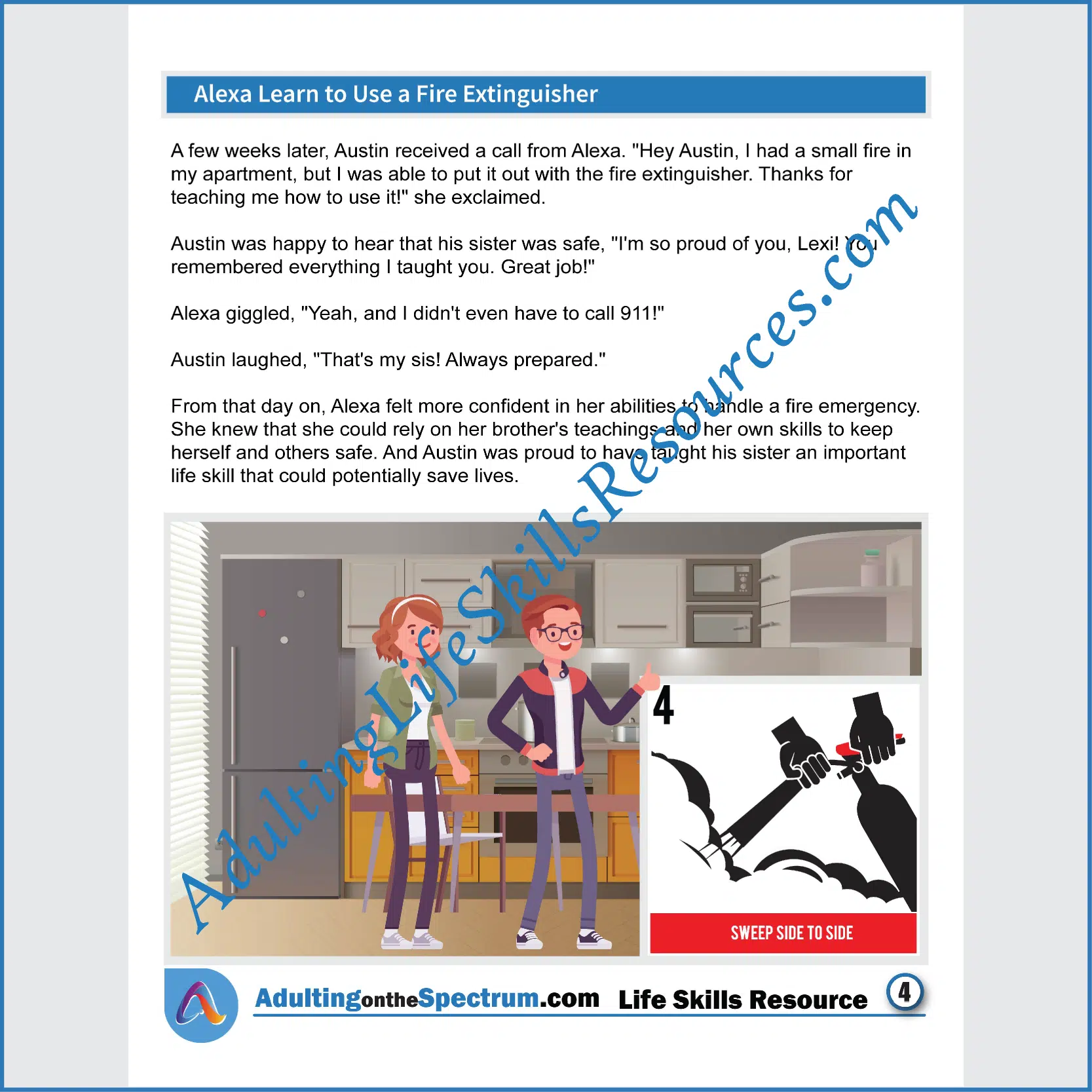Adulting Life Skills Resources SPED Independent Living Skills Social stories for middle and high school students cover How to Use a Fire Extinguisher.