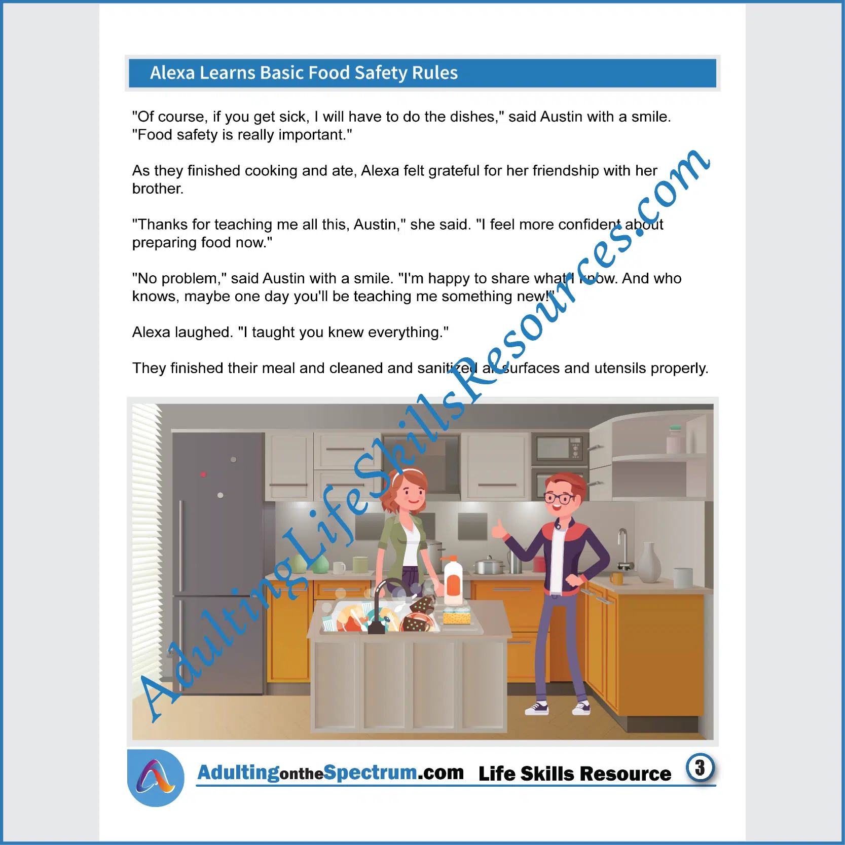 Adulting Life Skills Resources SPED Independent Living Skills Social stories for middle and high school students cover Basic Food Safety Rules.
