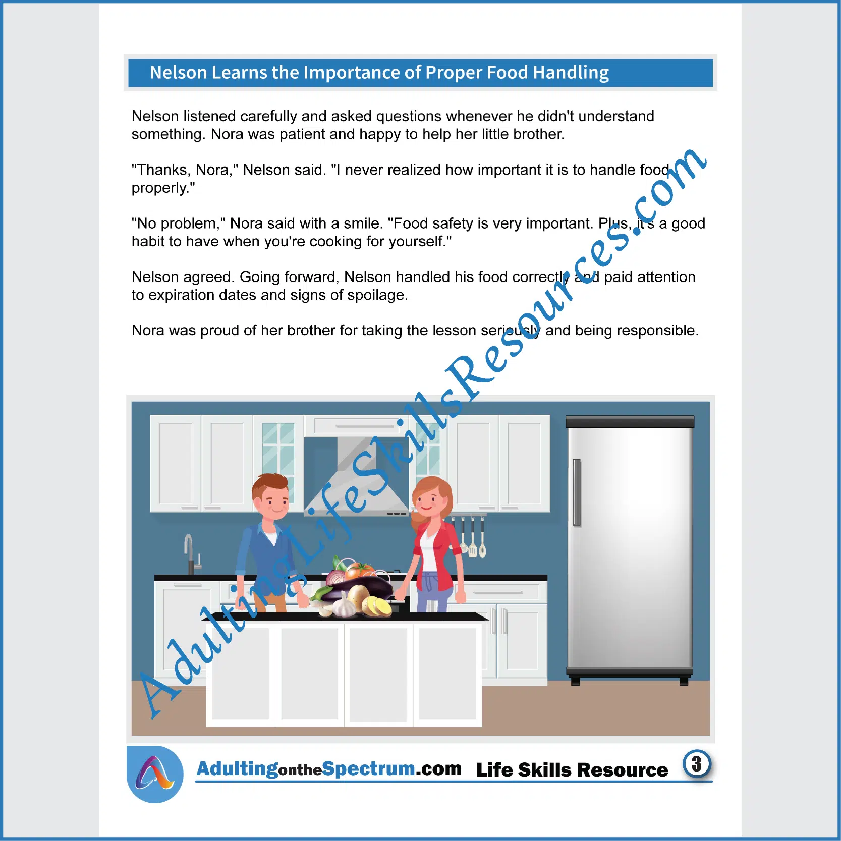 Adulting Life Skills Resources SPED Independent Living Skills Social stories for middle and high school students cover Proper Food Handling.