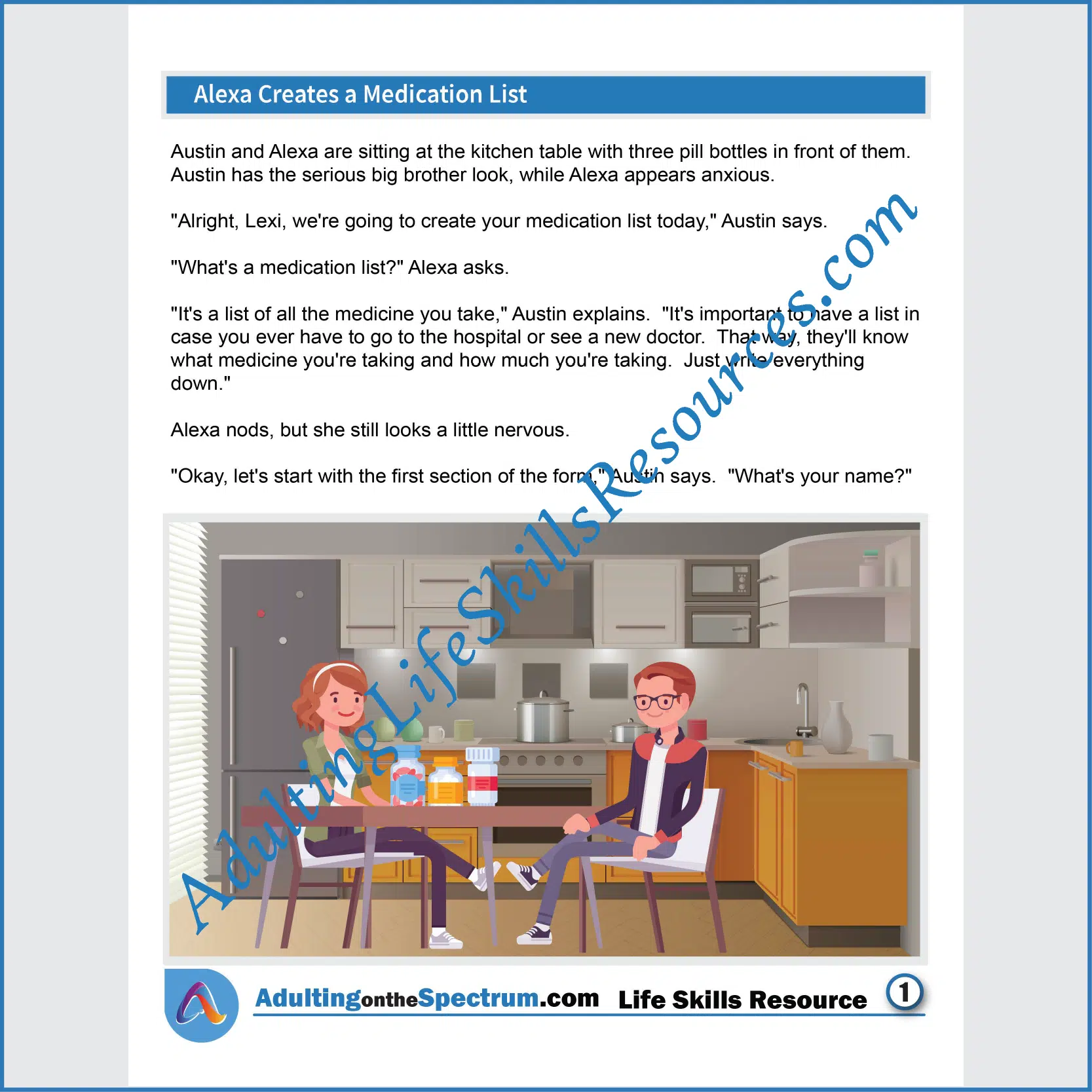 Adulting Life Skills Resources SPED Independent Living Skills handouts for teens and young adults cover How to Create a Medication List.