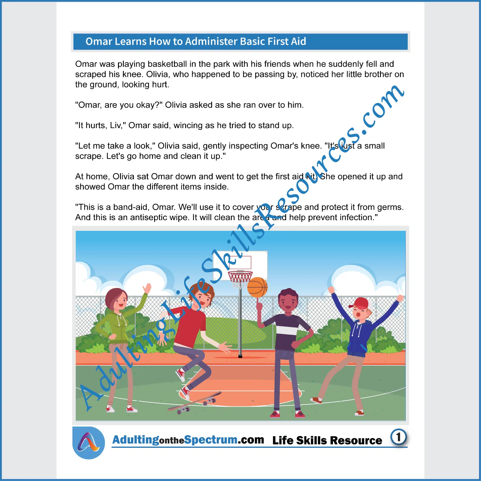 Adulting Life Skills Resources SPED Independent Living Skills handouts for teens and young adults cover How to Administer Basic First Aid.