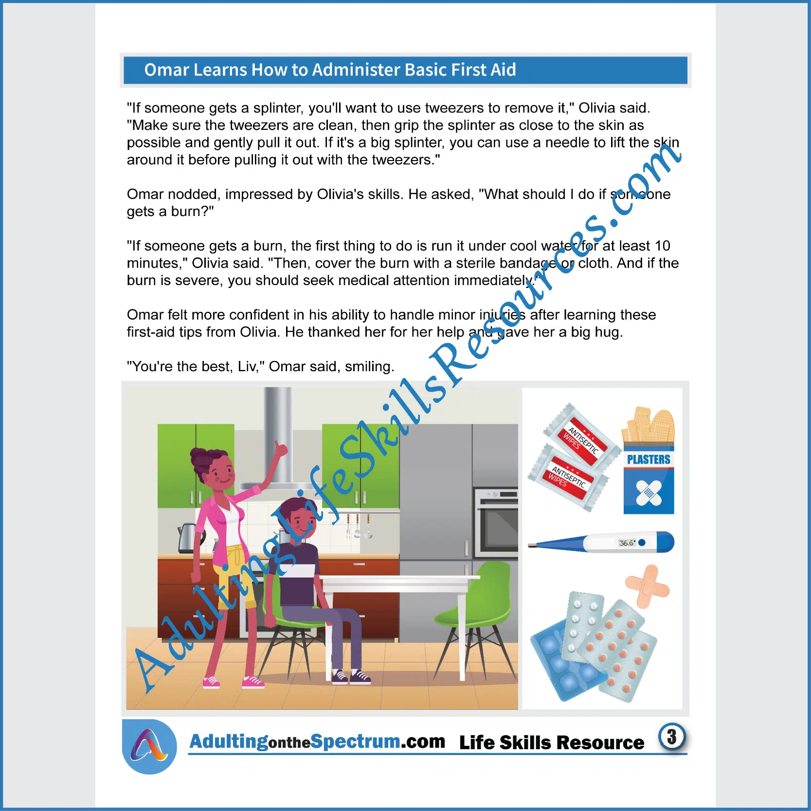 Adulting Life Skills Resources SPED Independent Living Skills Social stories for middle and high school students cover How to Administer Basic First Aid.