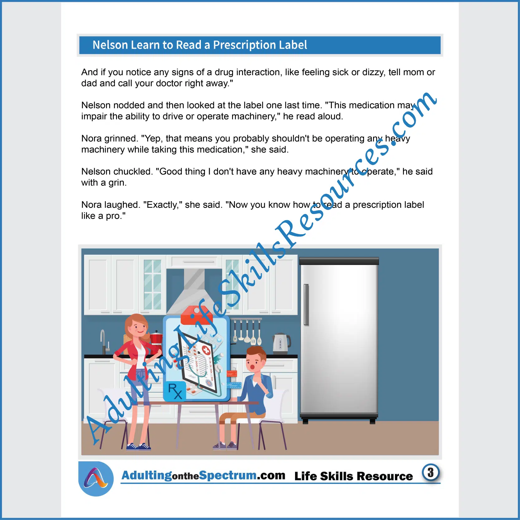 Adulting Life Skills Resources SPED Independent Living Skills Social stories for middle and high school students cover How to Read a Prescription Label.