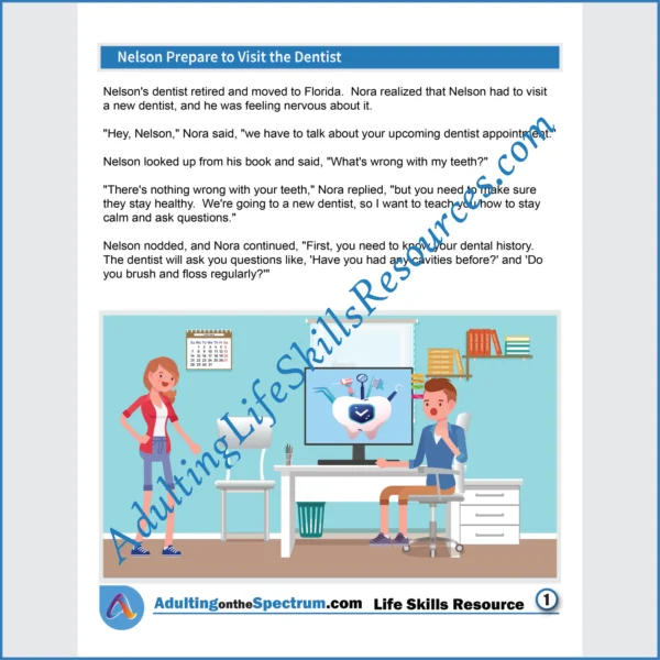 Adulting Life Skills Resources SPED Independent Living Skills handouts for teens and young adults cover How to Prepare for a Visit to the Dentist.