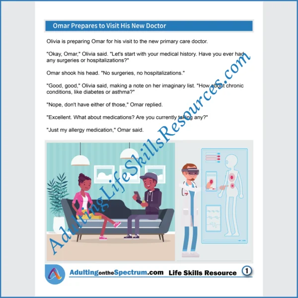 Adulting Life Skills Resources SPED Independent Living Skills handouts for teens and young adults cover How to Prepare for a Visit to the Doctor.
