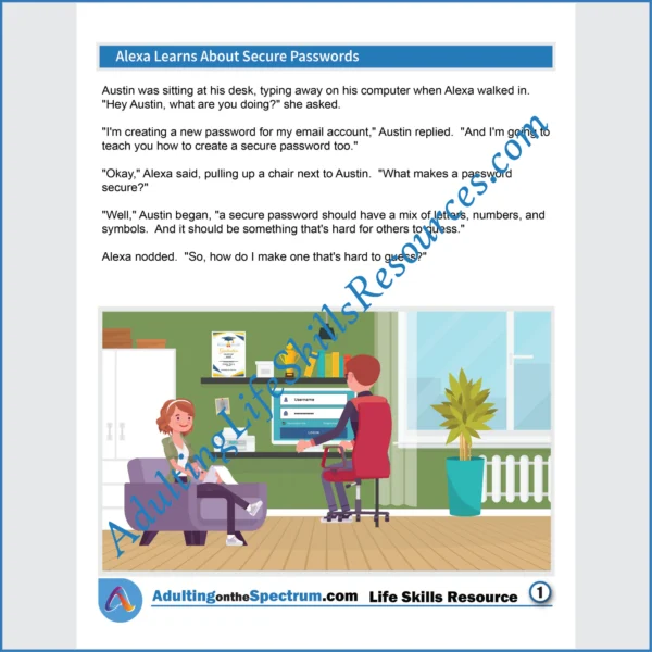 Adulting Life Skills Resources SPED Independent Living Skills handouts for teens and young adults cover the Importance of Secure Passwords.