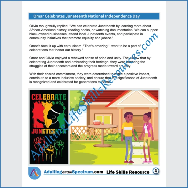 Adulting Life Skills Resources SPED's Seasonal Social Skills stories for middle and high school students cover celebrating Juneteenth.