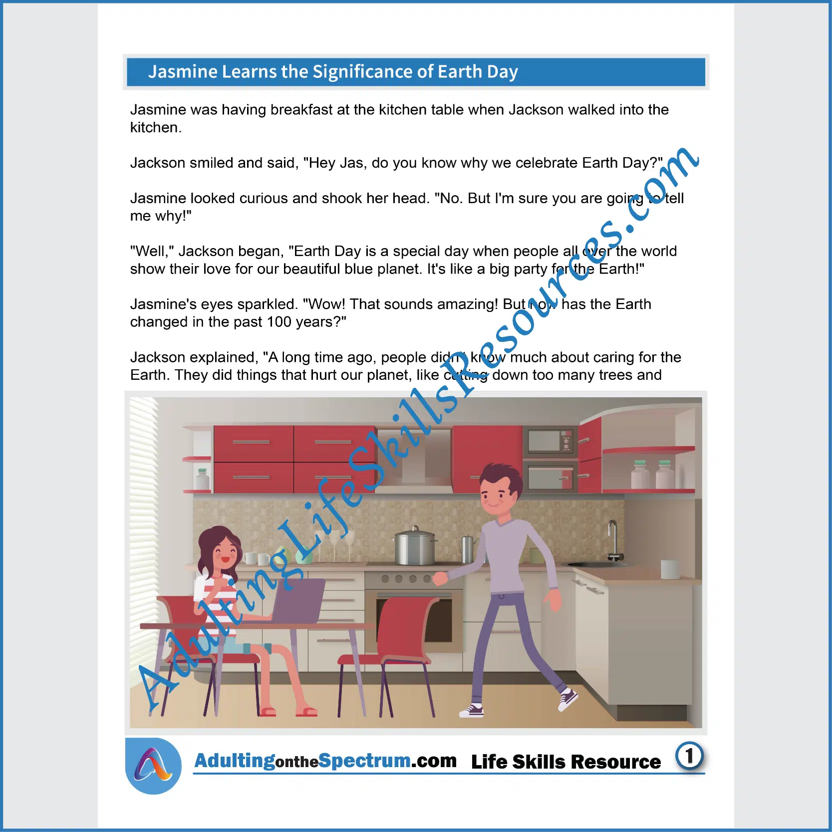 Adulting Life Skills Resources SPED Seasonal Social Skills handouts for teens and young adults cover celebrating Earth Day.