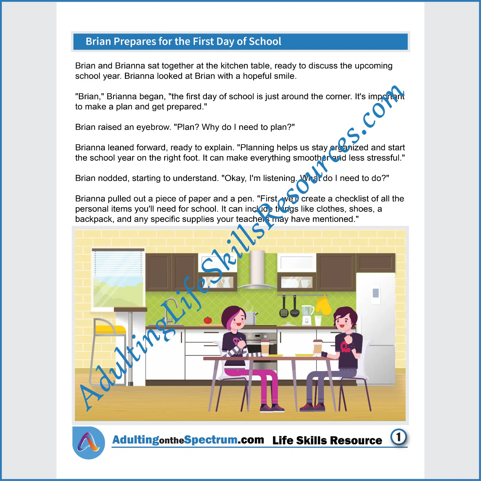 Adulting Life Skills Resources SPED Seasonal Social Skills handouts for teens and young adults cover how to prepare for the First Day of School.