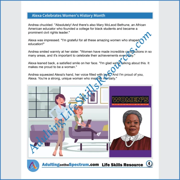Adulting Life Skills Resources SPED's Seasonal Social Skills stories for middle and high school students cover Women's History Month.