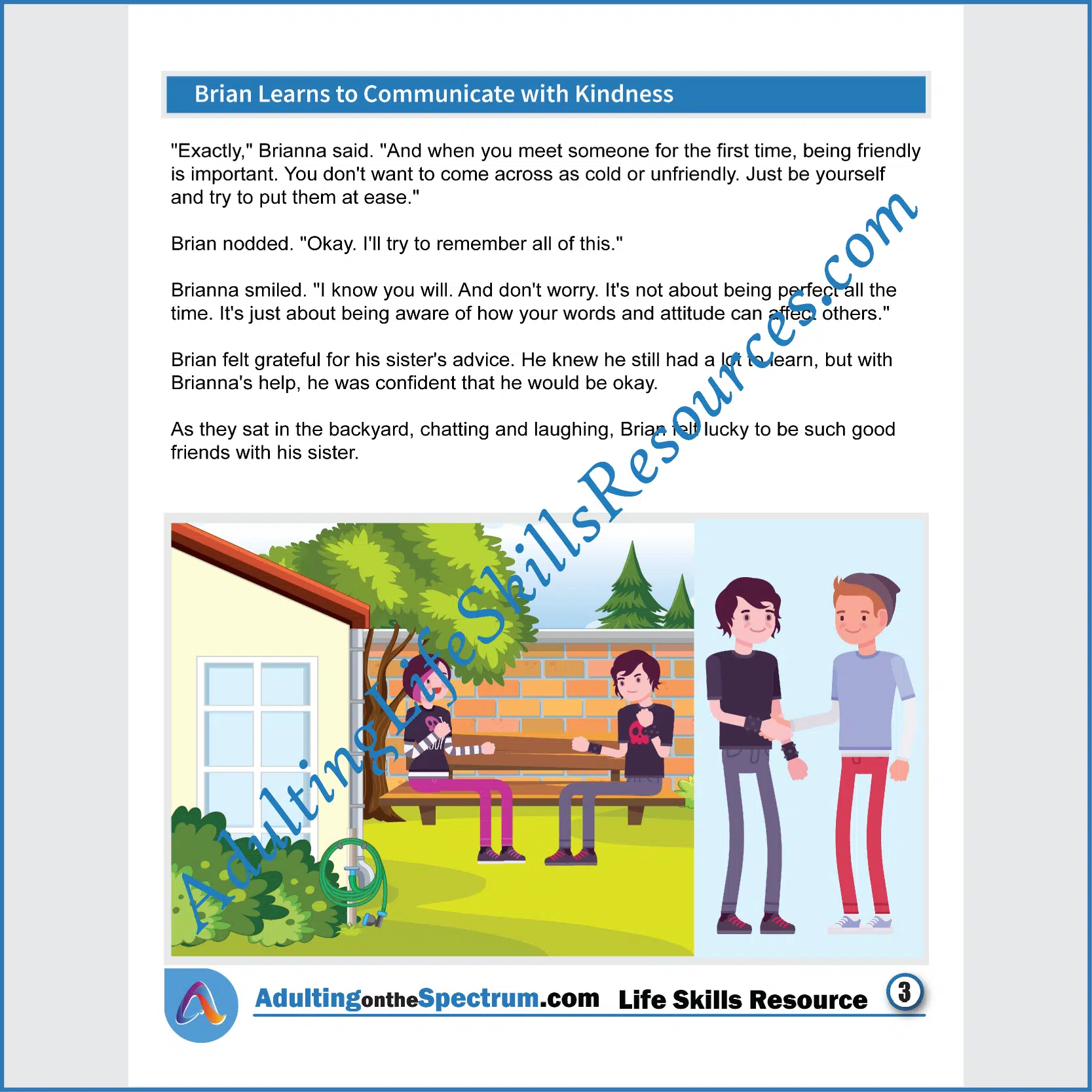 Adulting Life Skills Resources SPED Independent Living Skills Social stories for middle and high school students cover How to Speak with Kindness.