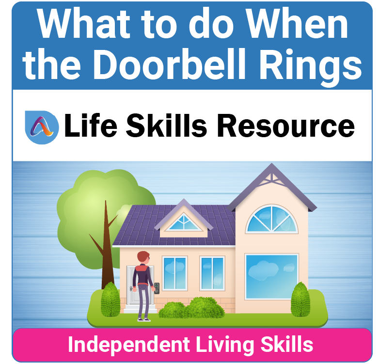 Adulting Life Skills Resources Independent Living Skills Special Education activity for high school students covering How to Answer the Doorbell.