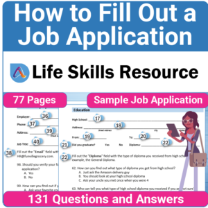 Adulting Life Skills Resources Career Exploration Special Education activity for high school students covering How to Fill Out a Job Application.