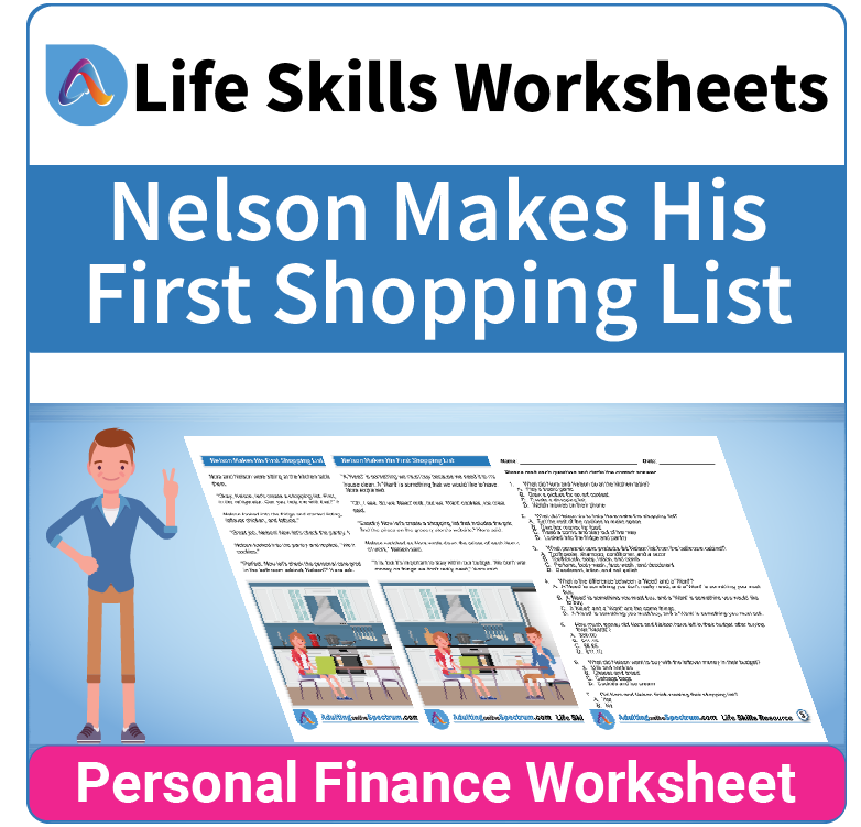 Adulting Life Skills Resources SPED Personal Finance worksheet for middle and high school students covers making a Grocery Shopping List.