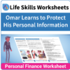 Adulting Life Skills Resources SPED Personal Finance worksheet for middle and high school students covers Protecting Financial Information.