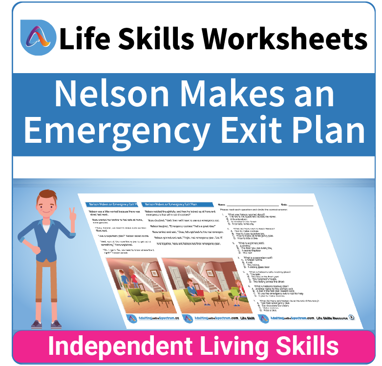 Adulting Life Skills Resources SPED Independent Living Skills worksheet for middle and high school students covers Making an Emergency Exit Plan.