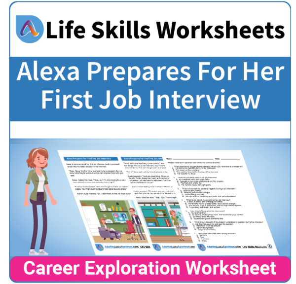 Adulting Life Skills Resources SPED Career Exploration worksheet for high school students covers Preparing for a Job Interview.