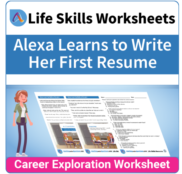 Adulting Life Skills Resources SPED Career Exploration worksheet for high school students covers Writing a Basic Resume.