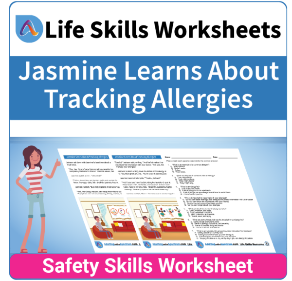 Adulting Life Skills Resources SPED Medical Safety worksheet for middle and high school students covers How to Track Allergies.