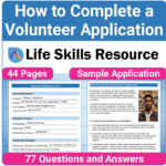 How to Complete a Volunteer Job Application Form: This Career Exploration activity and worksheet is ideal for high school students and young adults with special needs. It uses clear and simple language to guide students through the process of filling out a volunteer job application, helping them find the perfect volunteer position.
