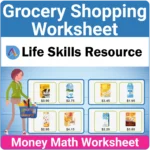 Free Money Math Worksheet - Grocery Shopping