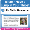 Free Idiom Worksheet - Have a Lump in Your Throat